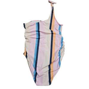 One-Shoulder Pastel Striped Swimsuit NWOT
